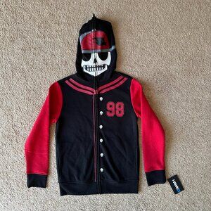 Hawk Sweatshirt Boys Small Full Zip Hoodie NWT Face Mask Black Tie